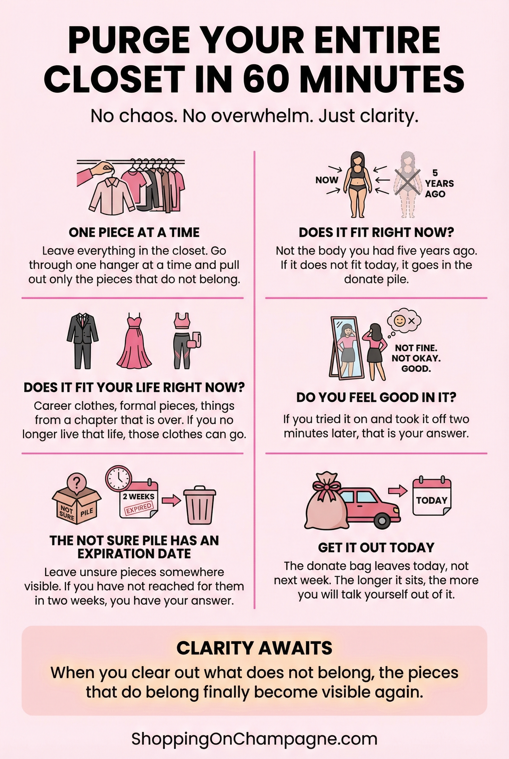How to Purge Your Entire Closet in 60 Minutes Infographic