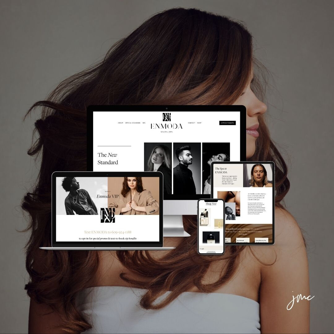 Introducing the digital transformation of ENMODA Salon x Spa, a seasoned establishment based in Princeton, NJ.  From concept to creation, this project encompassed a complete brand and web redesign &amp; social media revamp. I had the honor of craftin