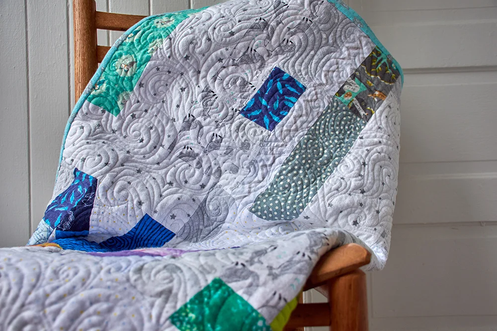 Birth celebration quilt in nap size, with all cotton flannel and batting