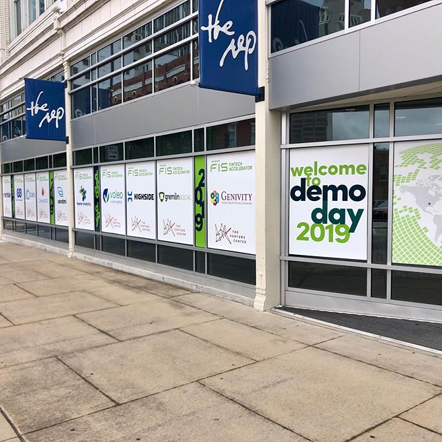 Static clings are a great way to make a big impact for a short term need. We installed these for the @venturecenter Demo Day at @arkansasrep The installation made the @arkansasonline 
#wideformatprinting #printing #printshop #littlerock #littlerockar