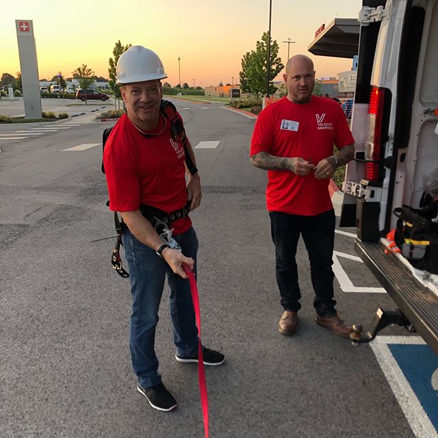 Up with the sun today. Looks like we brought the whole shop with us in the van. #VelocityGraphics #install #wideformatprinting #printshop #arkansas #nwa #northwestarkansas