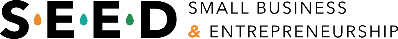 Logo with three colored drops, and text reading 'Small Business & Entrepreneurship'.