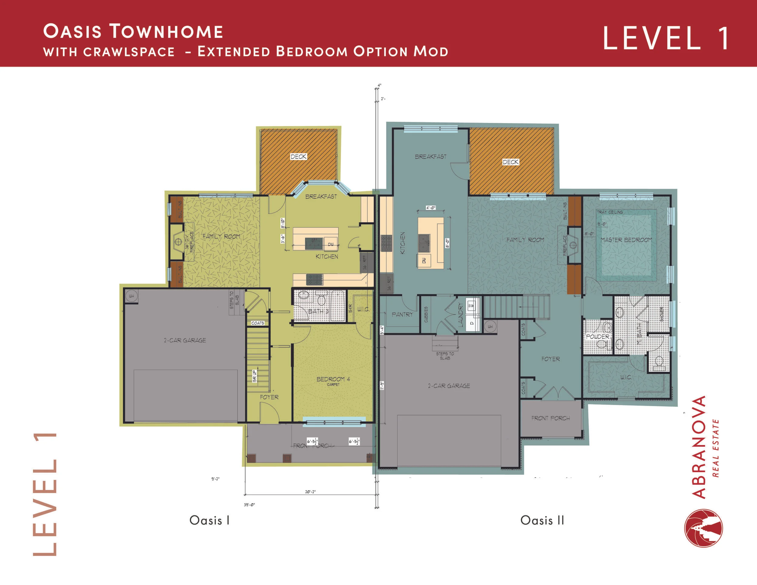 One example of many floor plan pages laid out and colored