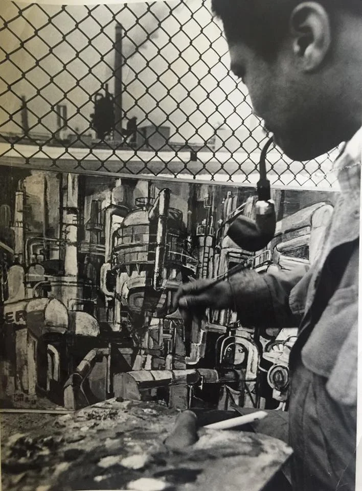 Edward Loper Jr circa 1968 painting the Getty Oil refinery in Delaware City.