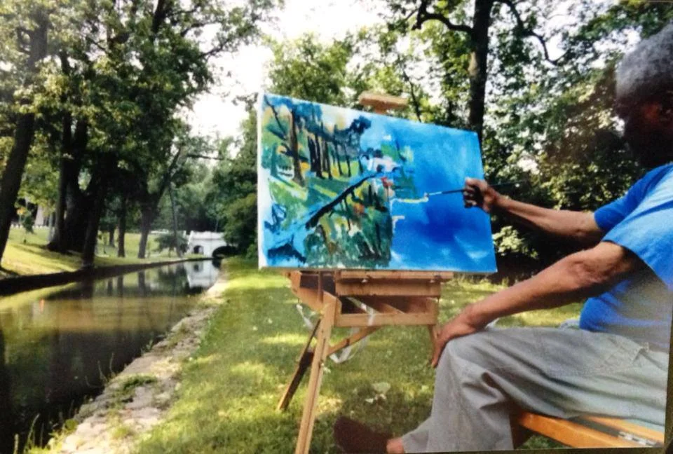 Edward Loper working along the Brandywine River. 2009