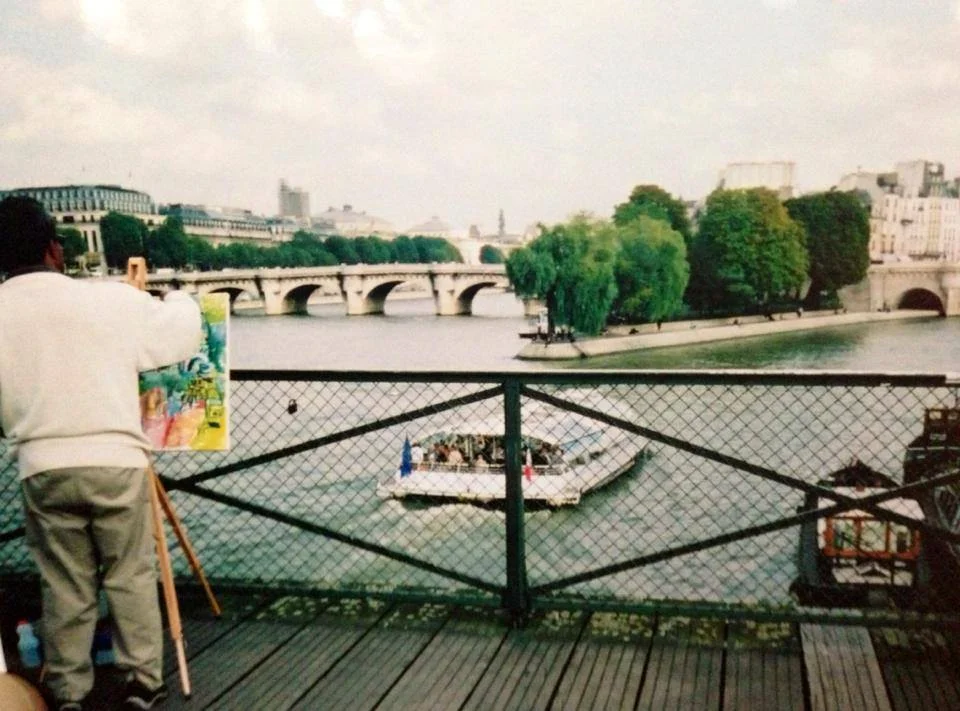 Edward working on the famous "Pont Neuf" in Paris, France 2001.