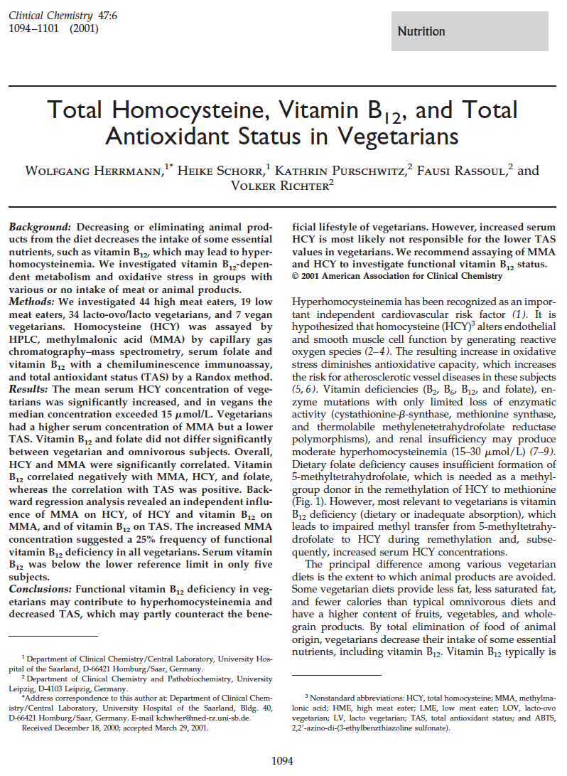 Total Homocysteine Vitamin B12 Status Vegetarians Cover.png