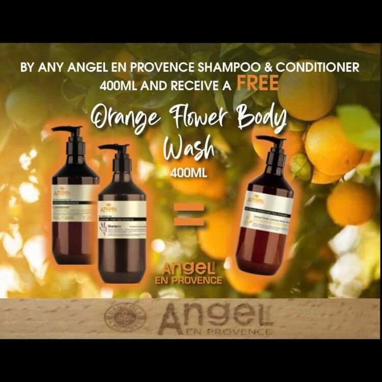 🧡 September Giveaway 🧡

Buy any Angel En Provence Shampoo and Conditioner this month and receive a FREE 400ml Orange flower Body Wash.

While stocks last.
Pop in store to grab yours today.
#legaragehairdressing #septemberpromo #giveaways #angelenpr