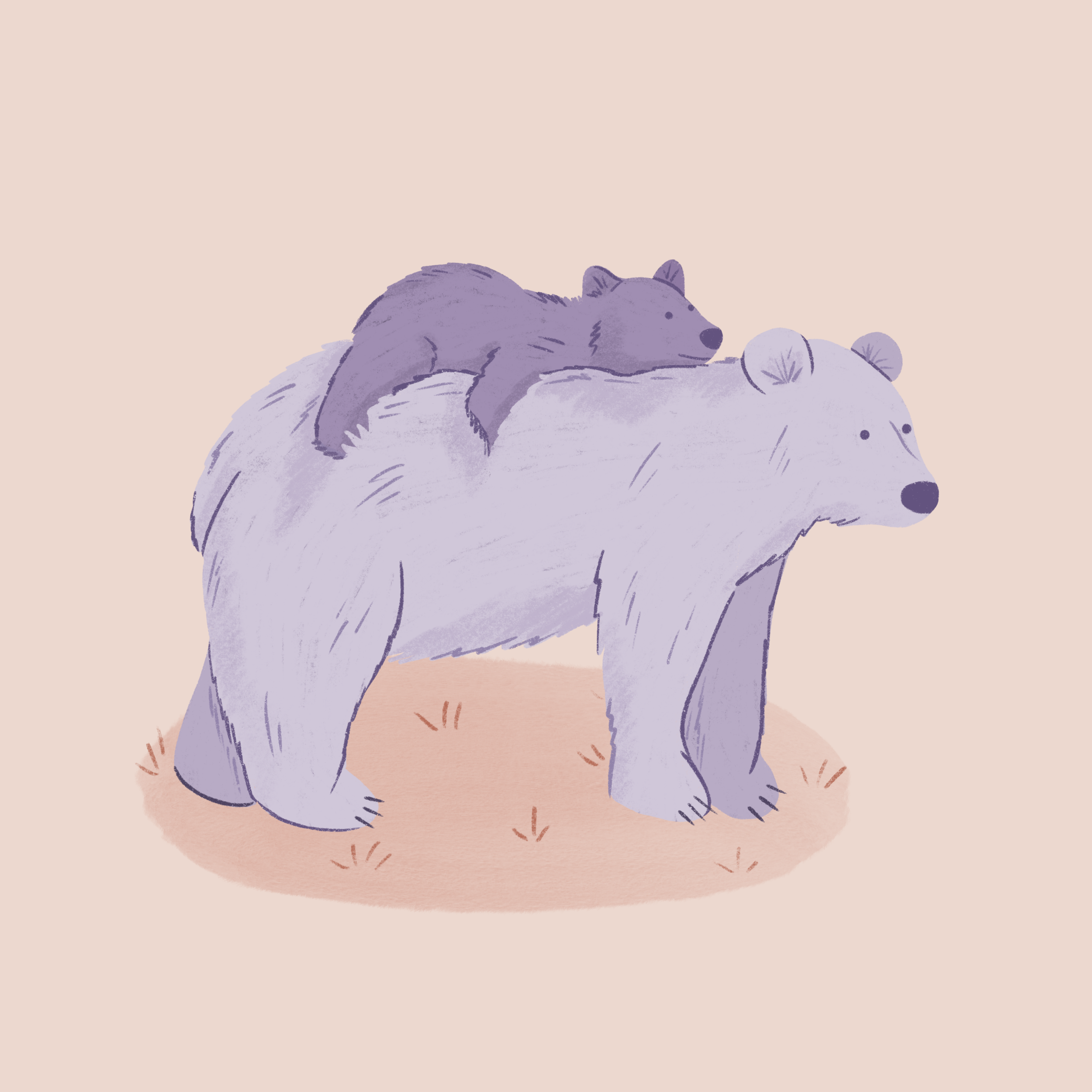 Mama Bear &amp; Cub - Digital Illustration