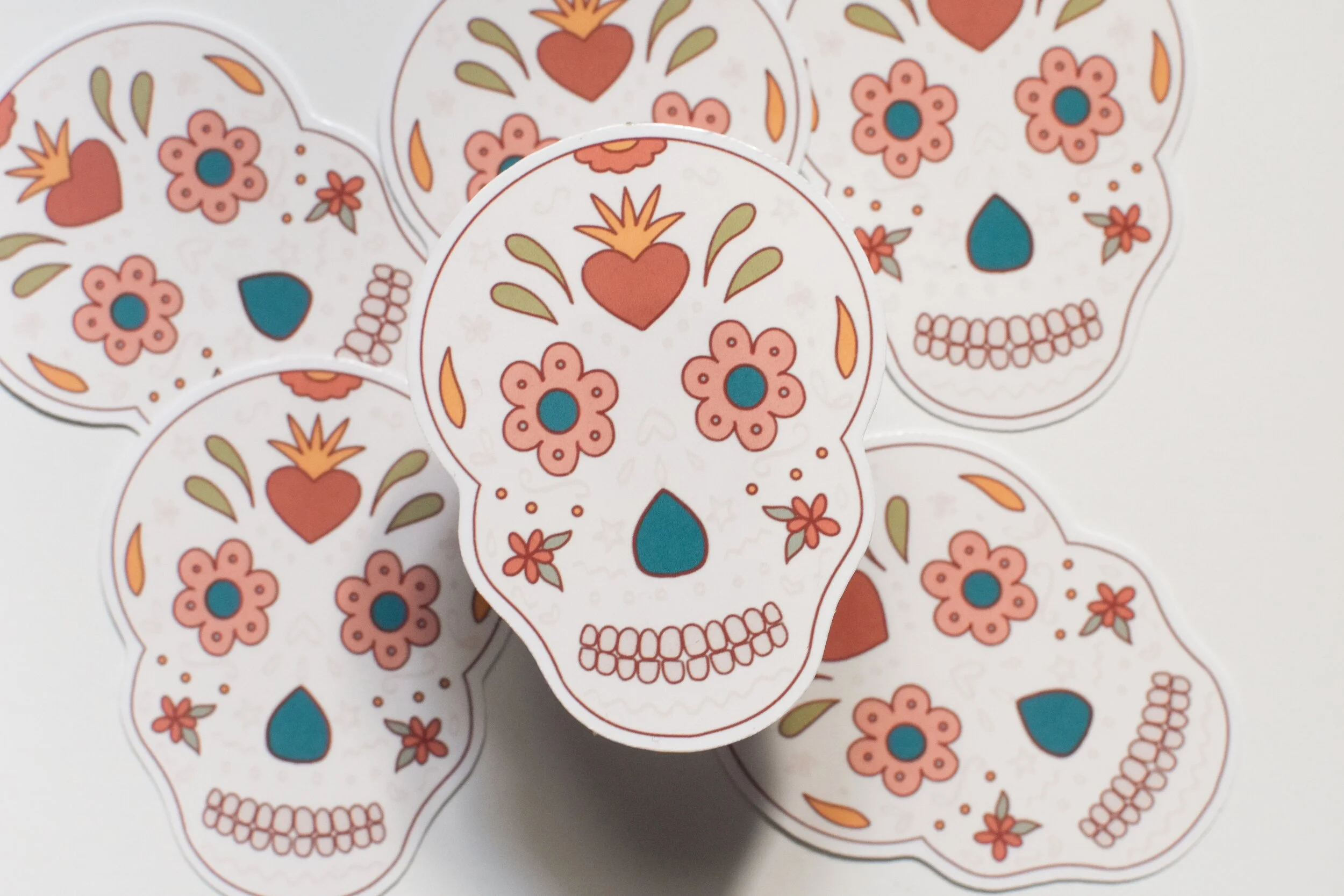 Sugar Skull Sticker | Calaverita de Azucar | Dia de Los Muertos | Mexican Holiday | Latinx Cultura | Die Cut, Waterproof Sticker