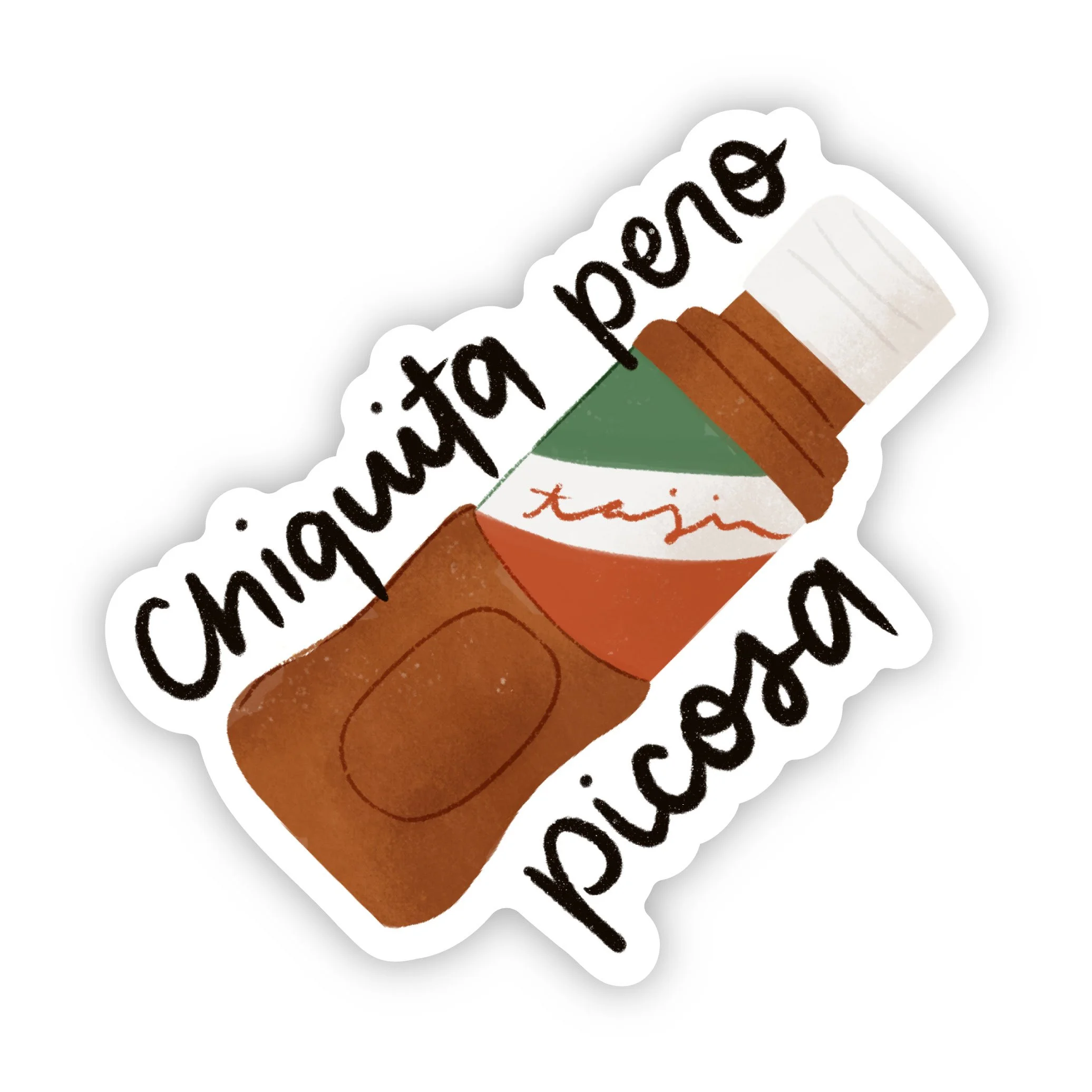 Chiquita Pero Picosa Vinyl Sticker | Tajin Illustrated Latinx Design | Spanglish Mexican Die-cut, Laptop Waterproof Sticker | Hot Sauce