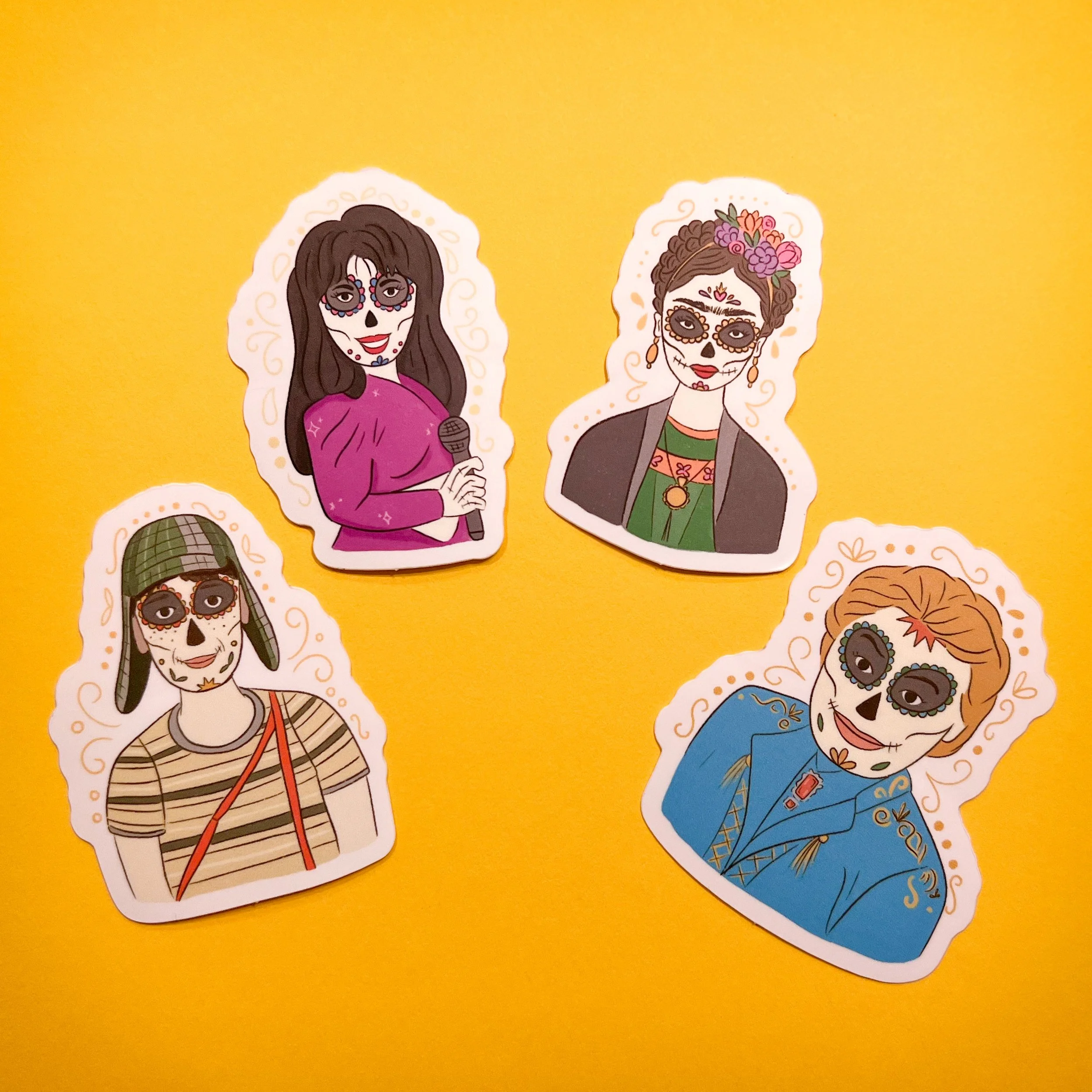 Frida Kahlo Calavera Vinyl Sticker | Calaverita Illustration | Dia de Los Muertos | Mexican Holiday | Latinx Cultura | Die Cut, Waterproof (Copy) (Copy) (Copy)