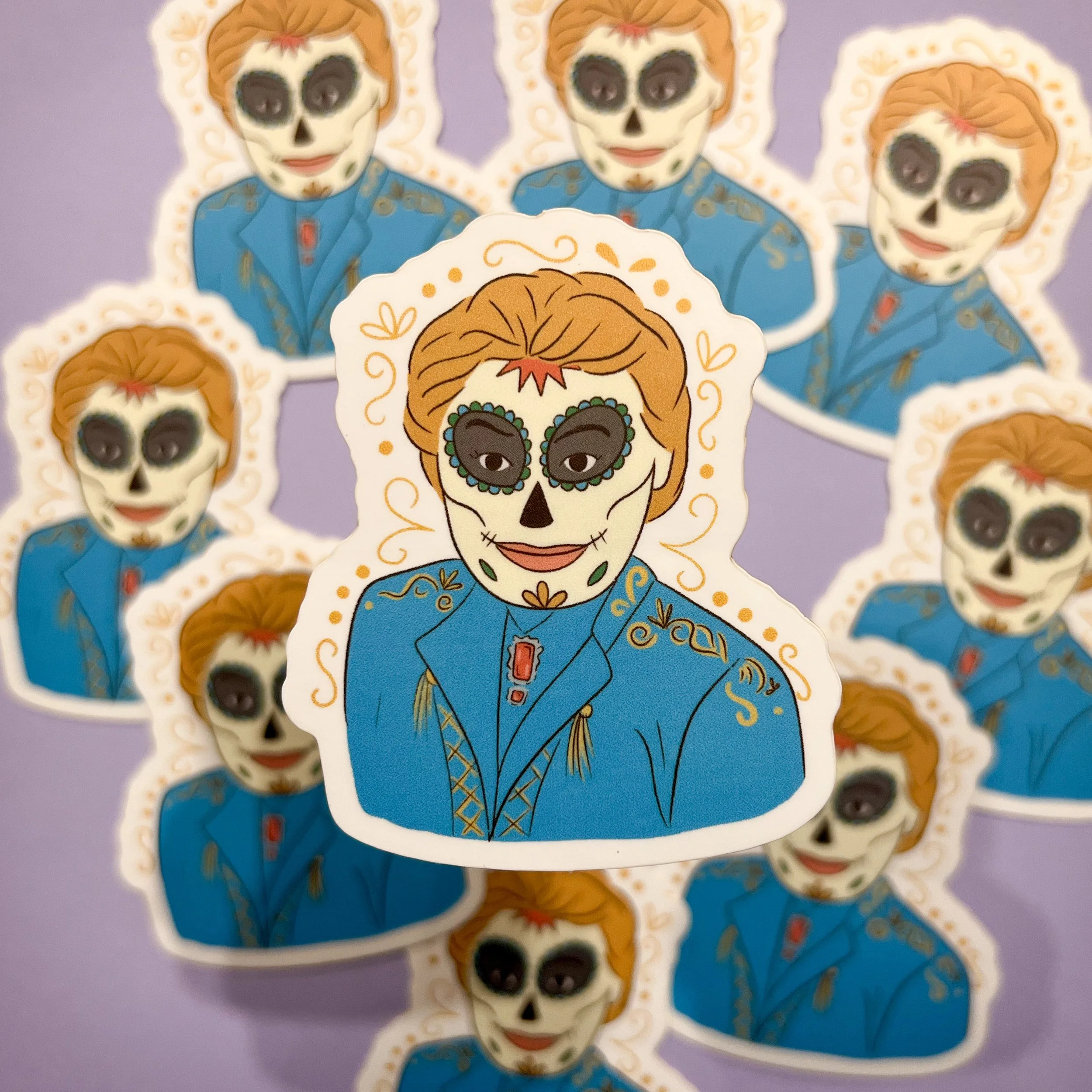 Walter Mercado Calavera Vinyl Sticker | Calaverita Illustration | Dia de Los Muertos | Mexican Holiday | Latinx Cultura | Die Cut, Waterproof