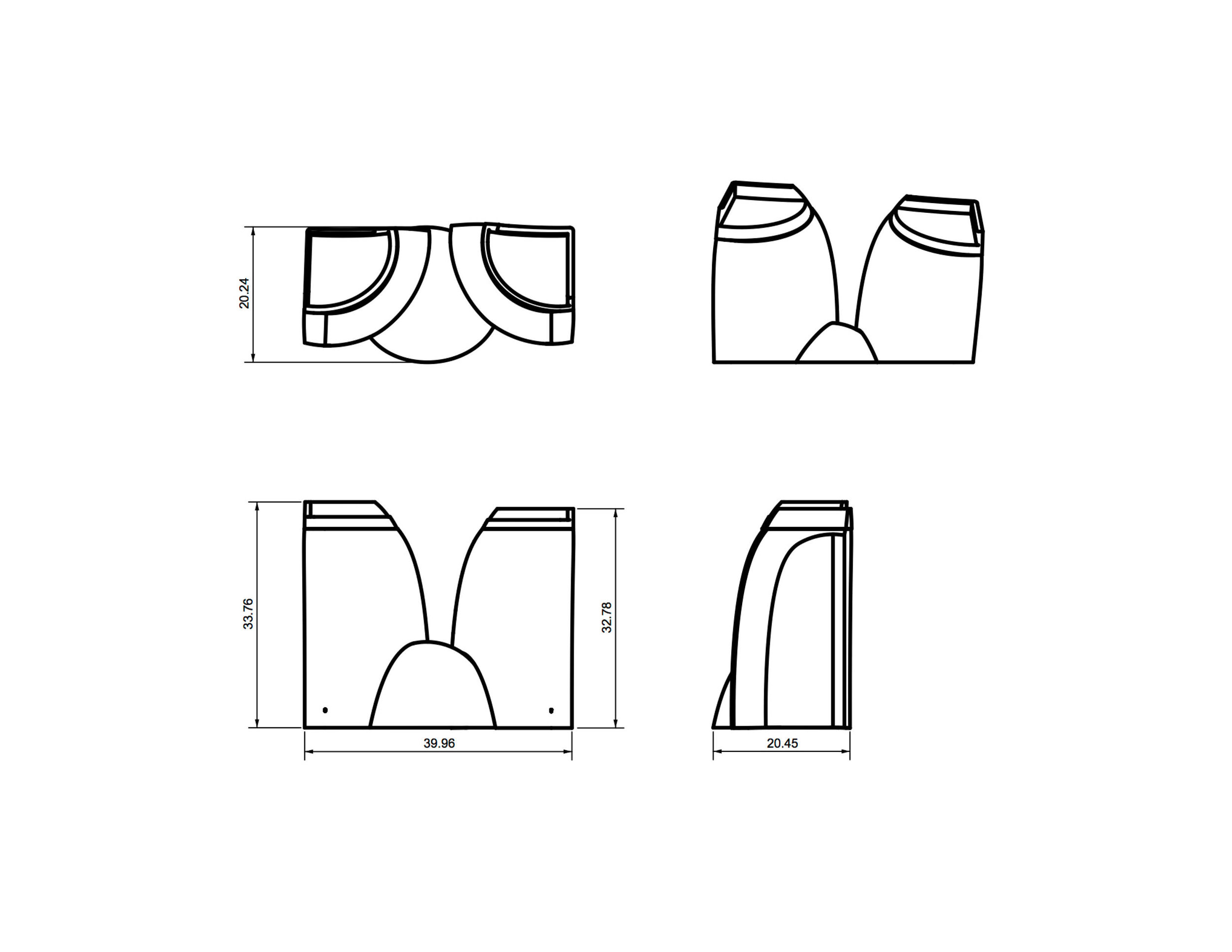 Stool Concept 3: Orthographic Projections, Page 1