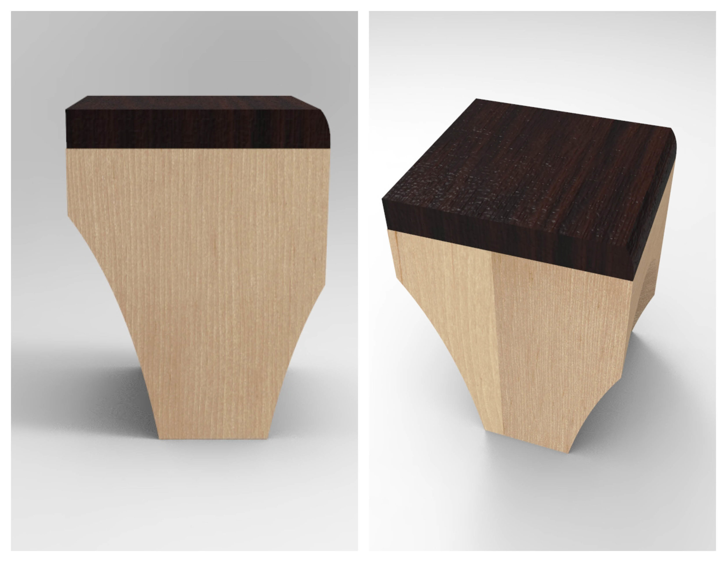 Stool Concept 1: Frontal and Perspective Views