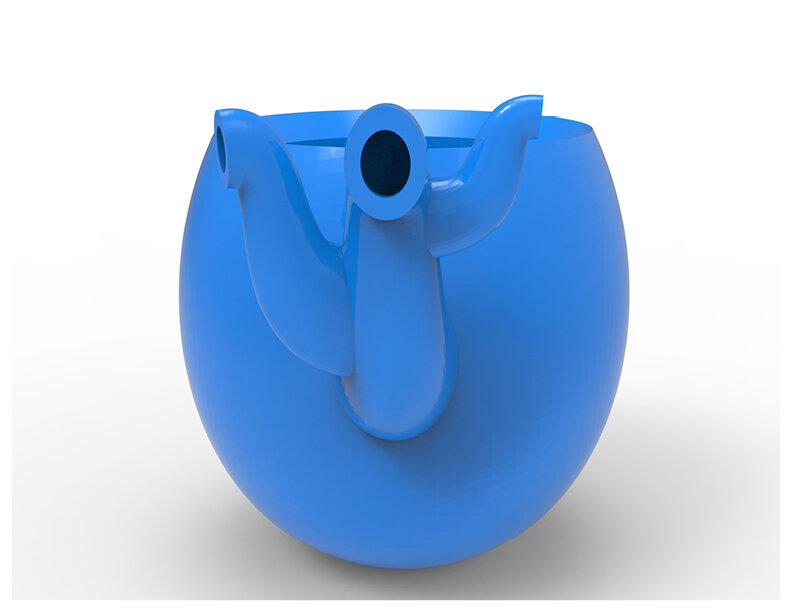 Final Rendering of Triple-Spouted Vessel (with One Major Spout and Two Minor Spouts)
