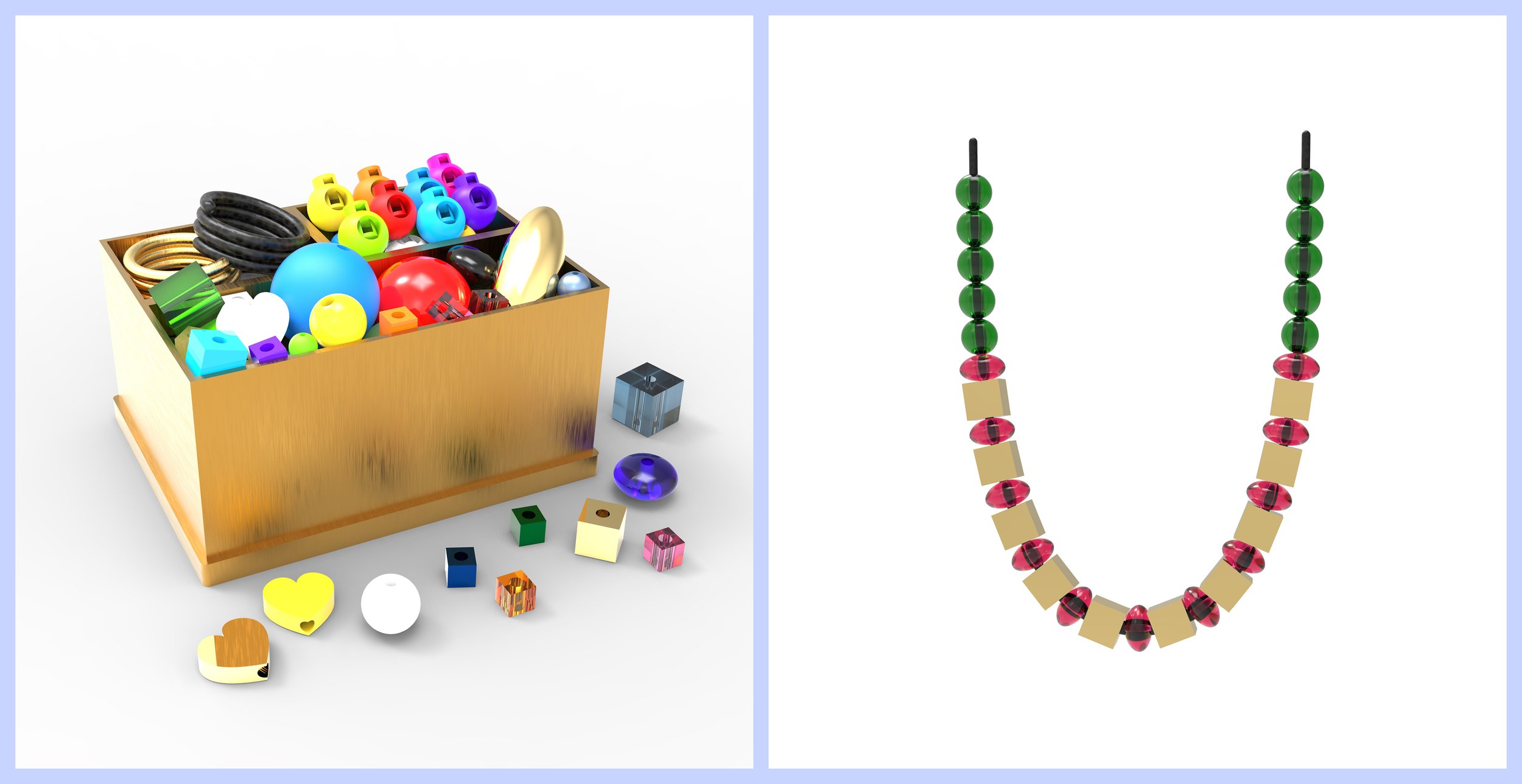 3D Renderings of the Mask Bedazzling Kit and Box