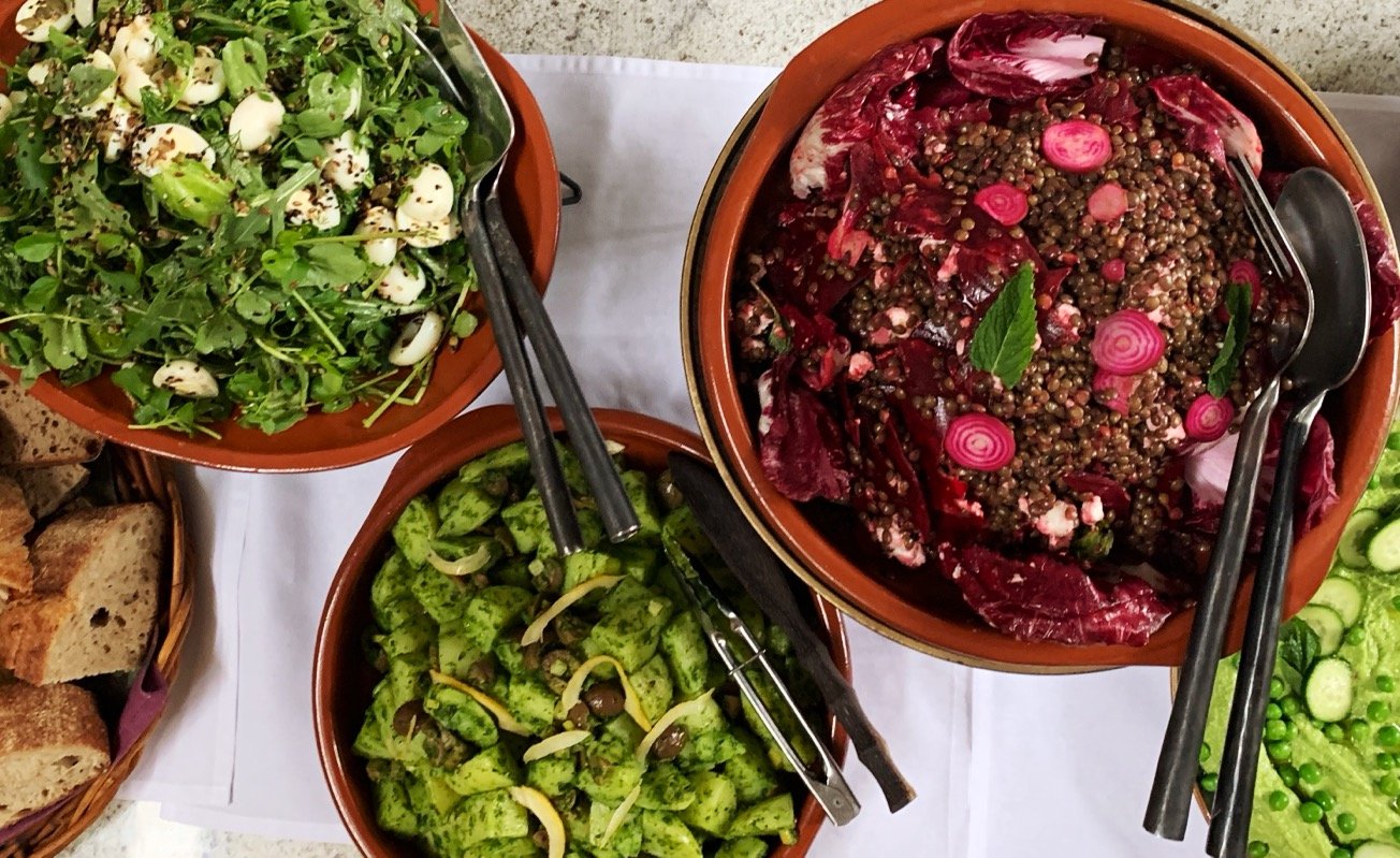 Watercress, quail egg, dill &amp; seeds  Potato, gremolata, preserved lemon &amp; olive  Beetroot, puy lentil, radicchio &amp; goat cheese