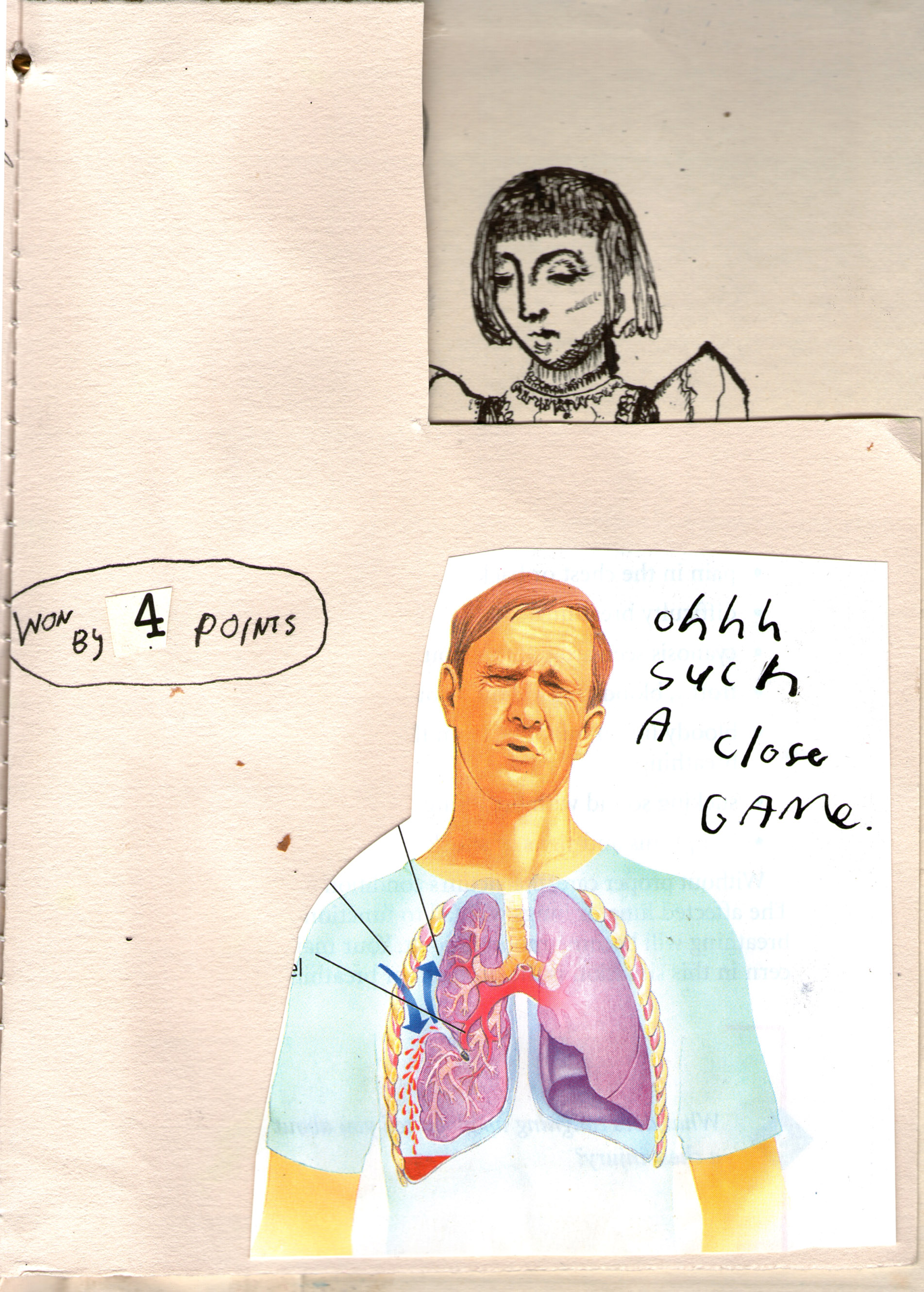 ohhh such a close game, diary excerpt (2013) ink & collage on paper