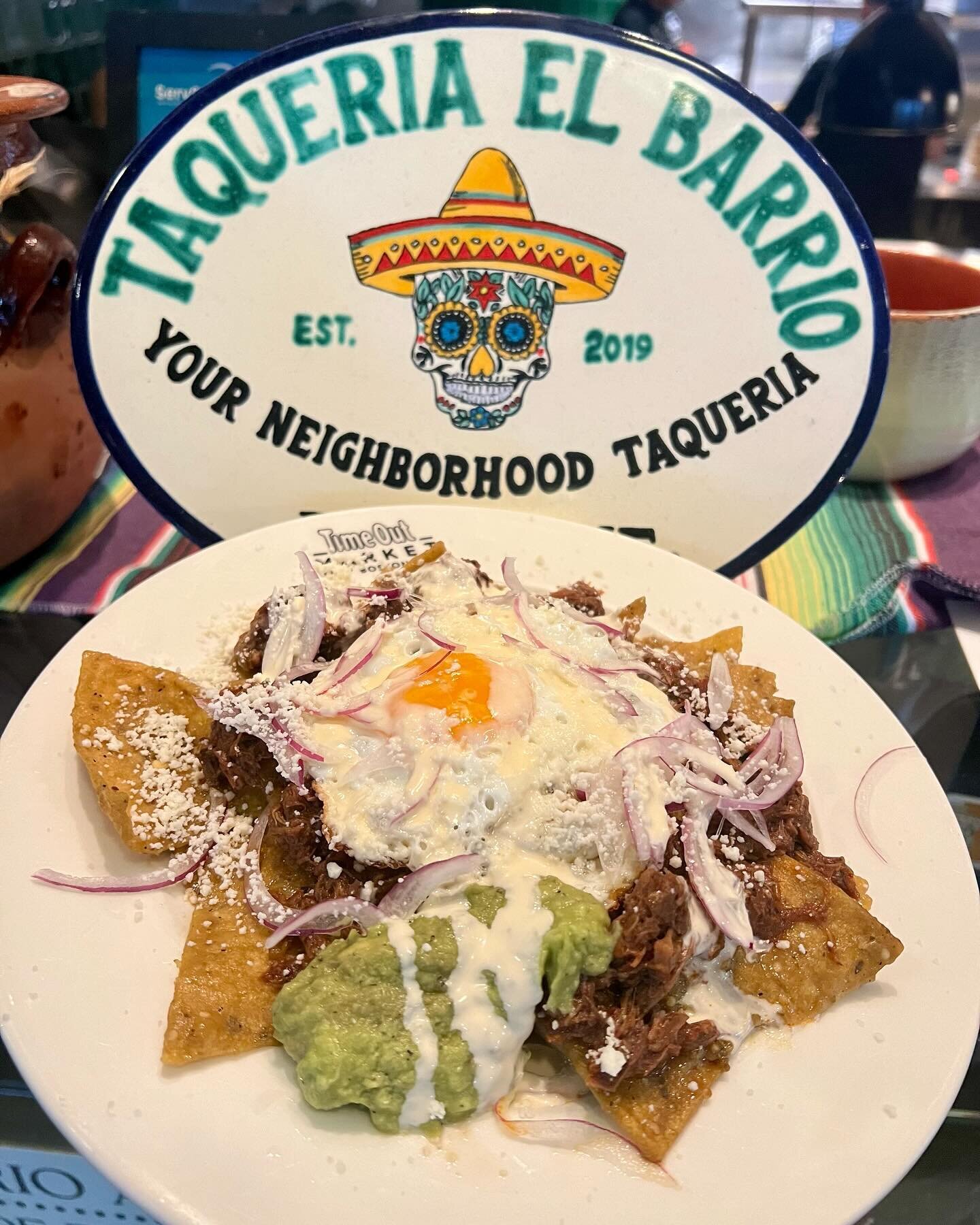 Today&rsquo;s Brunch Special: Chilaquiles verdes ~ freshly fried corn chips cooked in our salsa verde and served with queso fresco, Mexican crema, guacamole &amp; a fried sunny egg