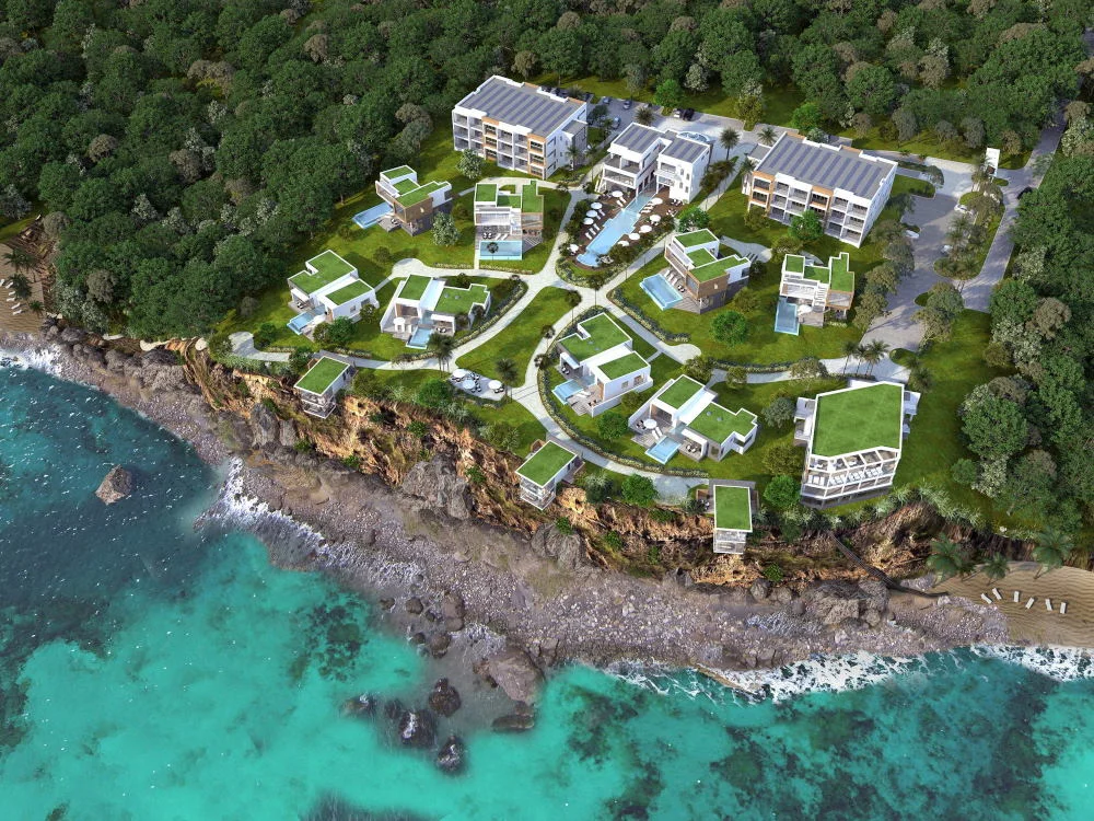 An artist’s rendition of Tranquility Beach Dominica, upon completion.
