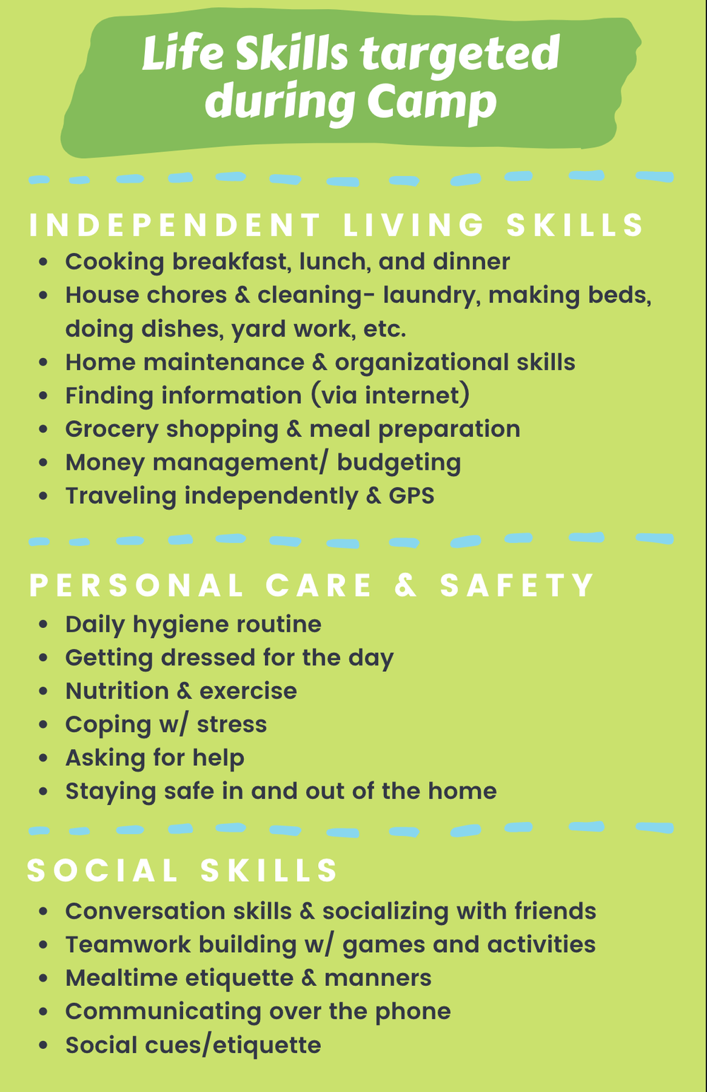 Skills for life camp — inclusion fusion