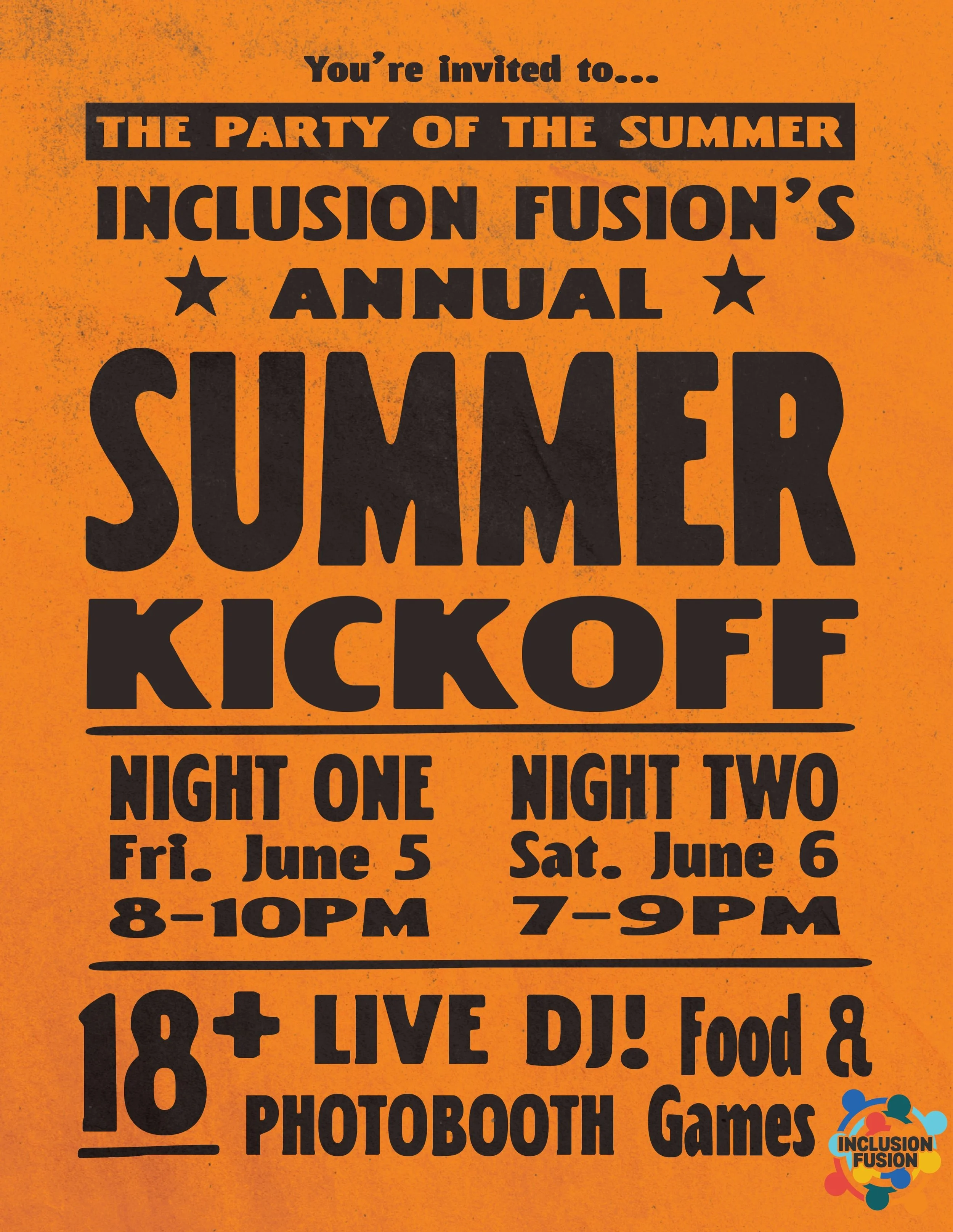 SUMMER KICKOFF 2026! 💥Inclusion Fusion&rsquo;s annual summer party for neurodivergent adults! 🤩

THE WAIT IS OVER! One of Inclusion Fusion&rsquo;s most anticipated weekends is officially BACK, and this year, it&rsquo;ll be bigger than ever! ☀️

Two