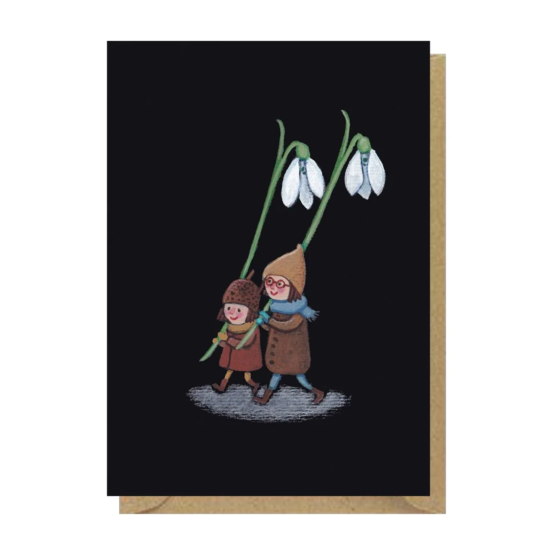 Snowdrops greetings card by Juliet Thomas Doodles