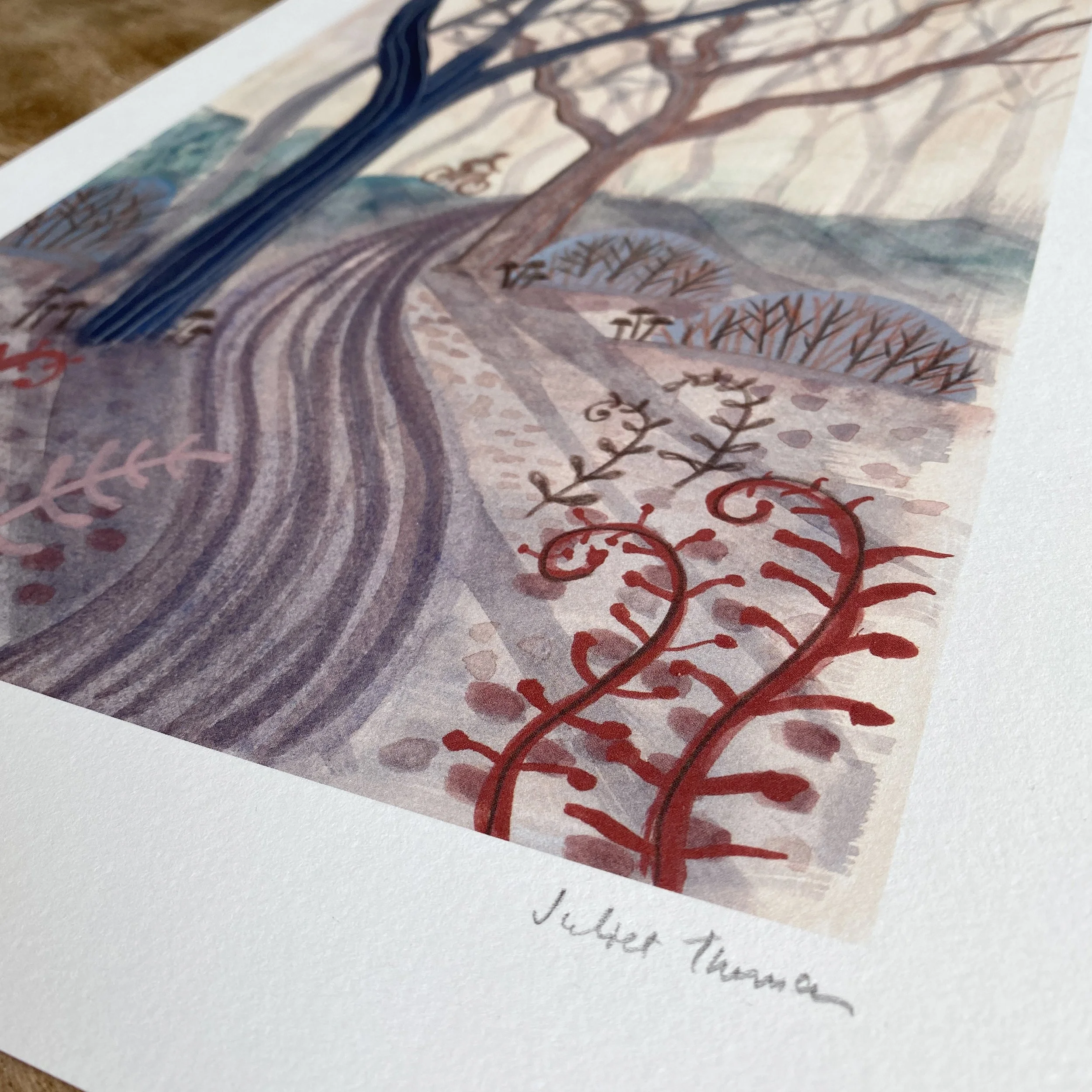 Cyclist in autumn forest art print
