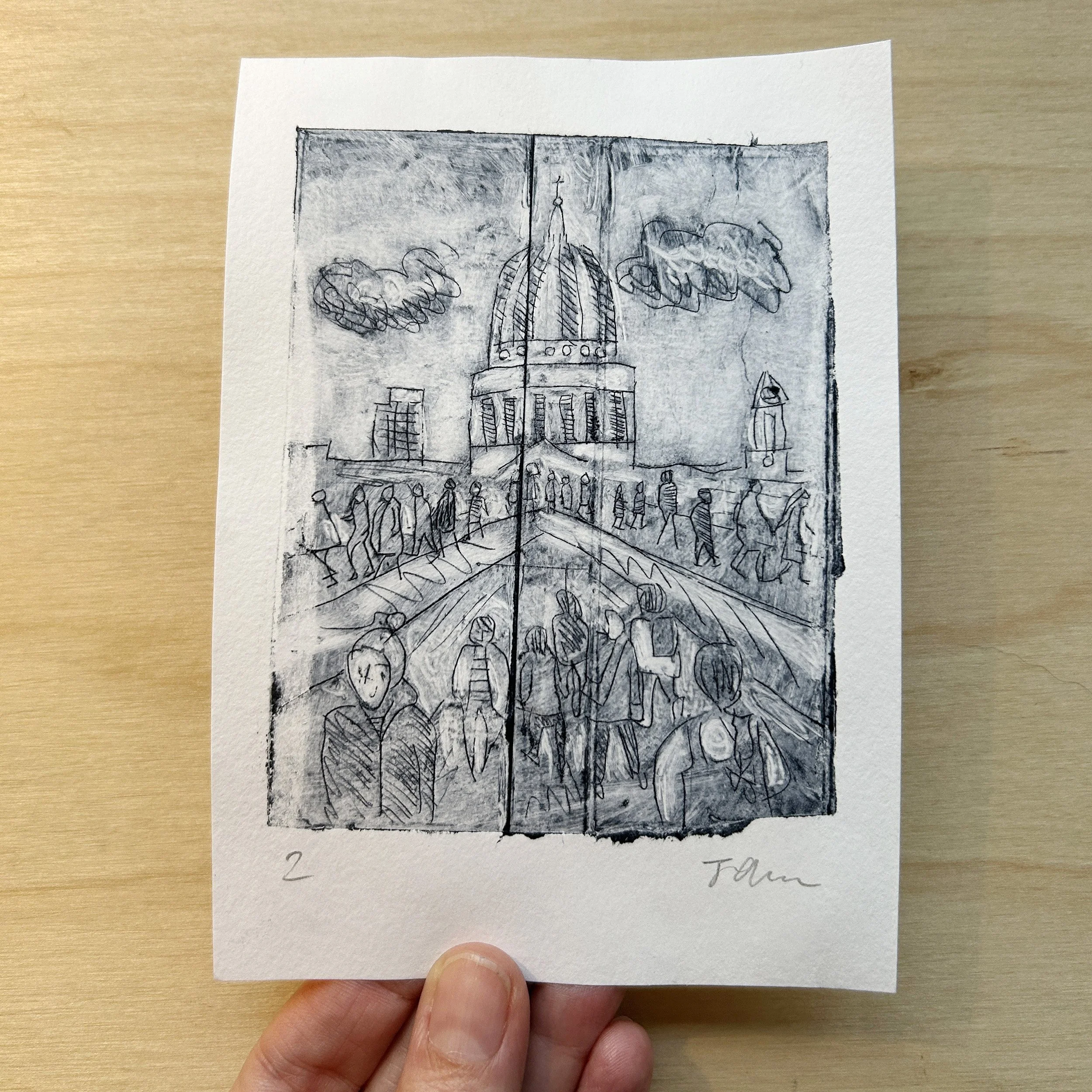 St Pauls Cathedral Dry point print £15