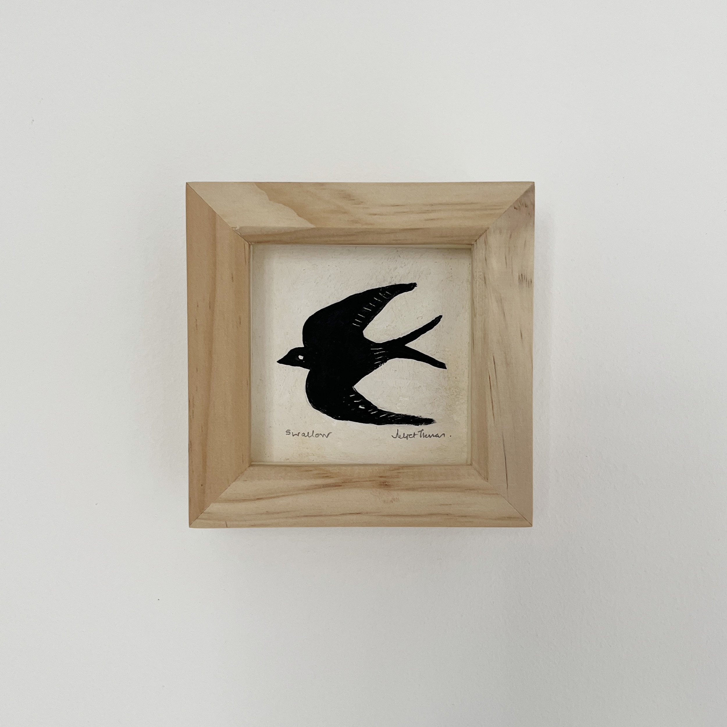 Swallow art bird in flight, painting with acrylic and natural ink