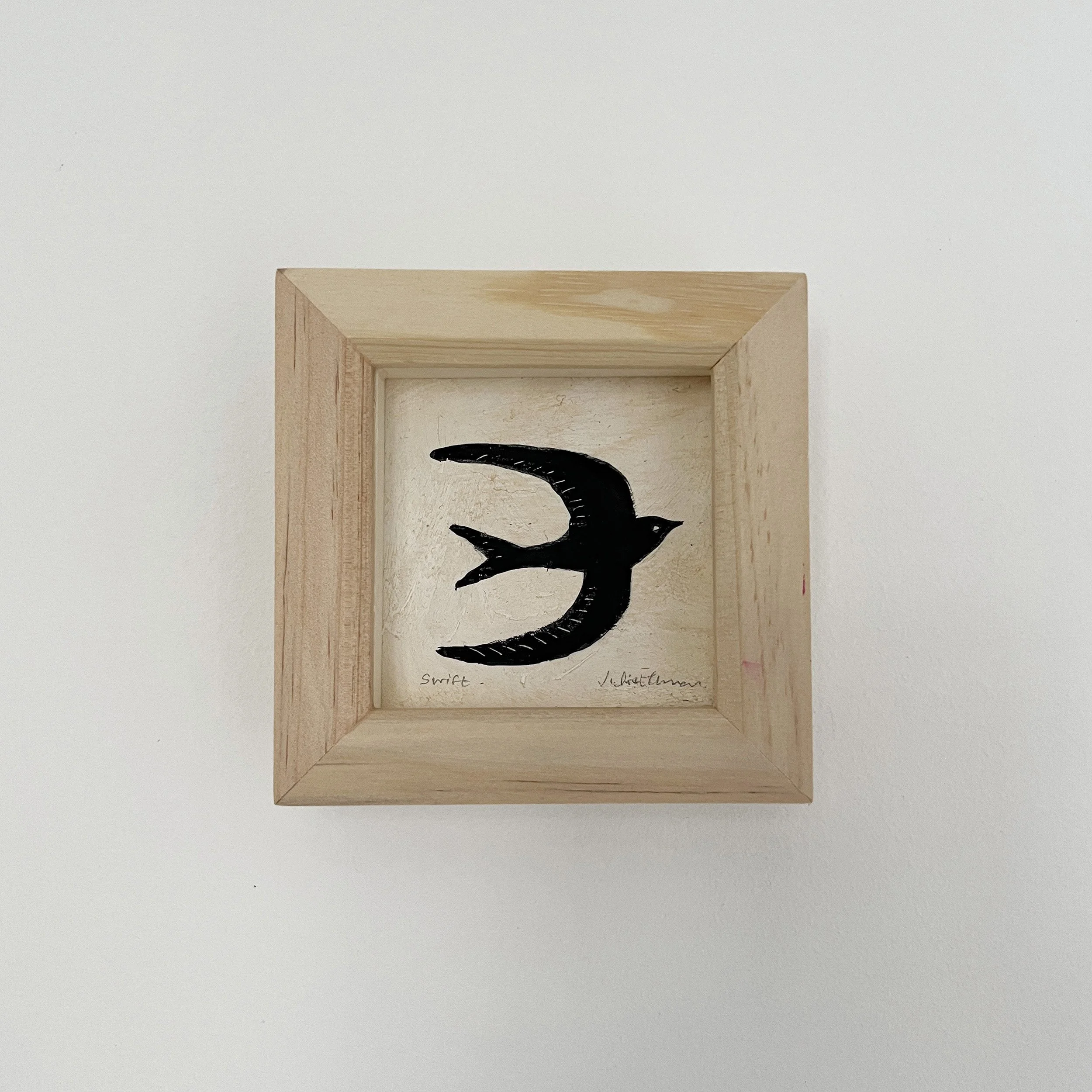 Swift art bird in flight, painting with acrylic and natural ink