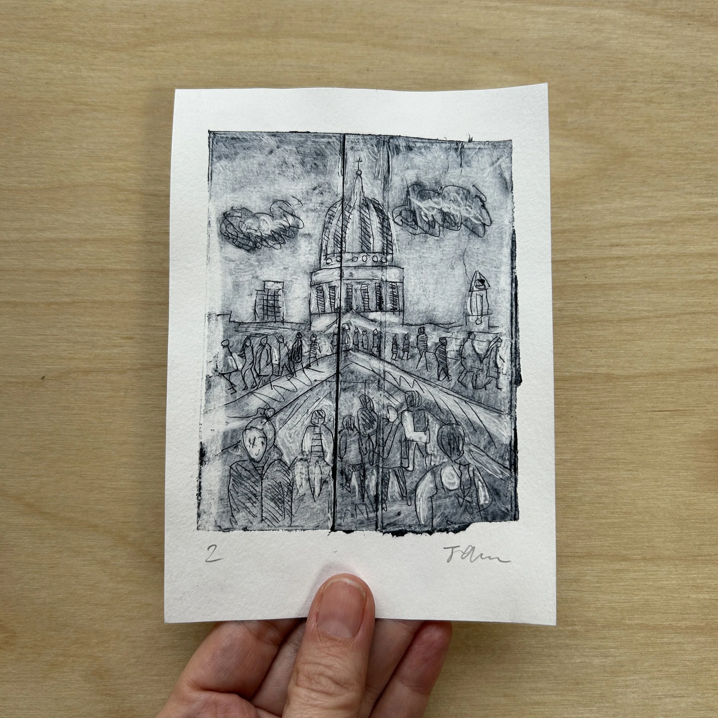 St. Paul's Cathedral, London Hand made Print (unframed)