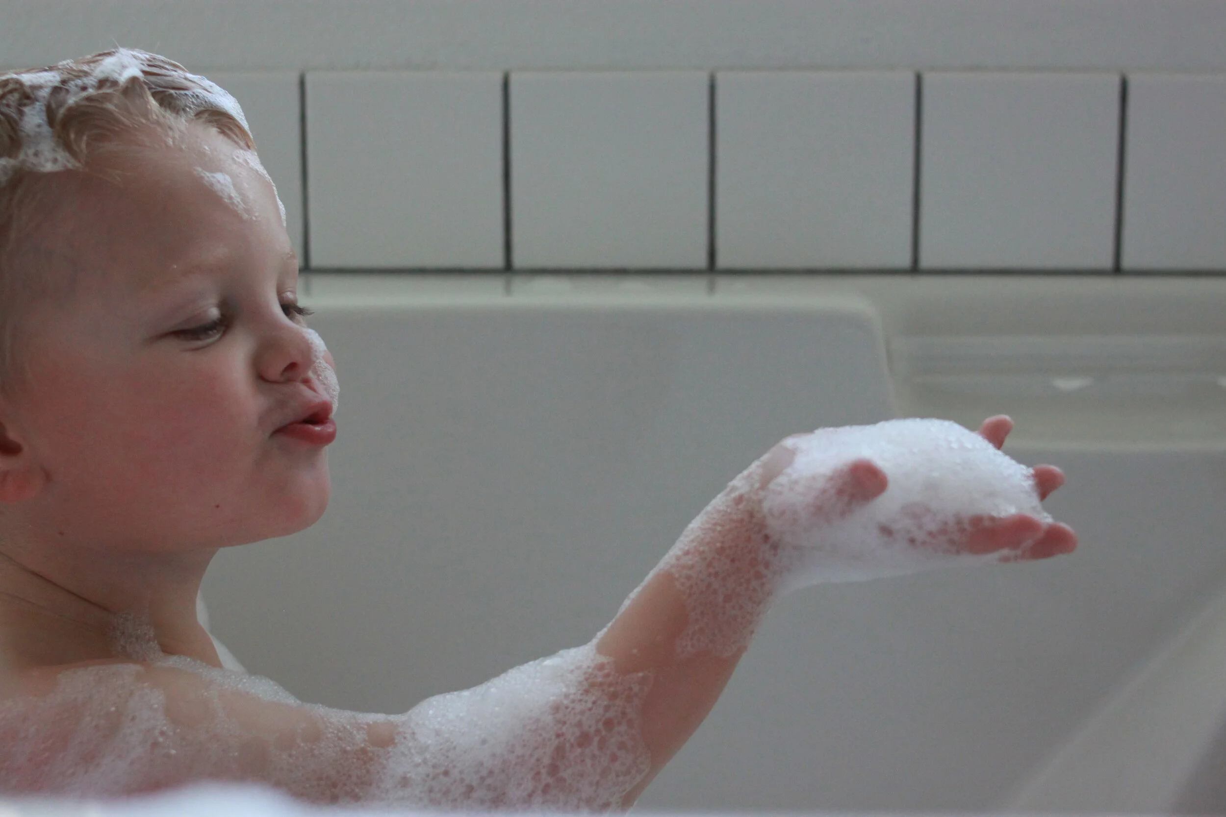 As he’s dancing, he might decide to blow bubbles into the air.