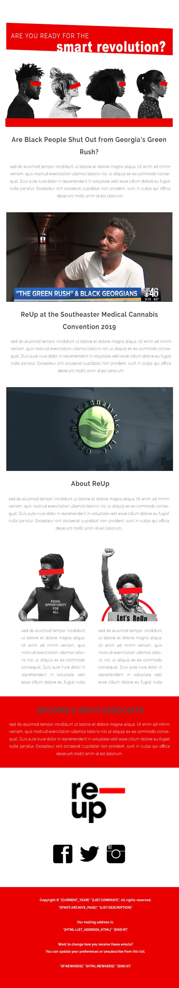  ReUp’s weekly email blast launched via MailChimp 