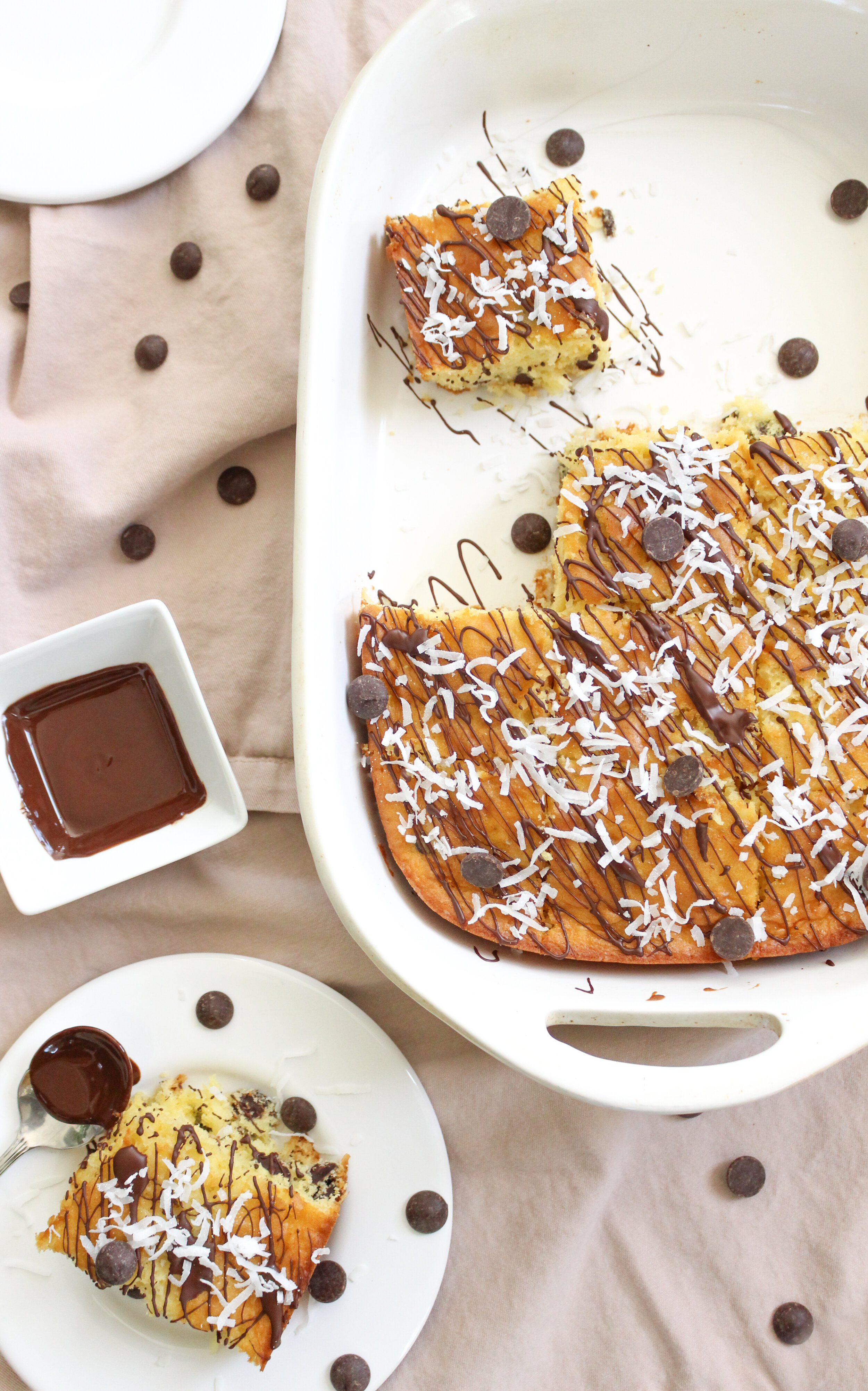 Easy Coconut &amp; Bittersweet Chocolate Yellow Cake