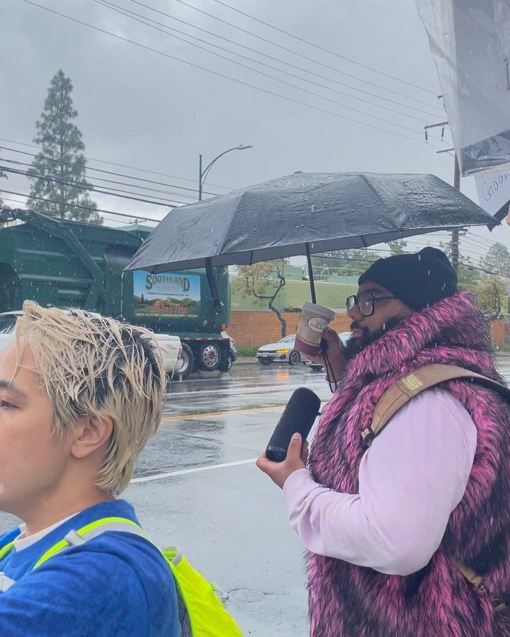 Day 3. It poured rain but that didn&rsquo;t deter us. We made our own party outside Disney and fought for the very basics. We will be out here rain or shine until they give us what we need &mdash; even though, uh, writers are very much indoor kids. B