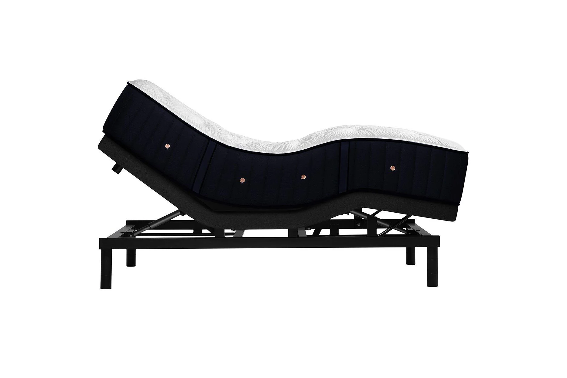 Picture of Stearns and Foster Lux Estate Cassat mattress on adjustable head and foot base.
