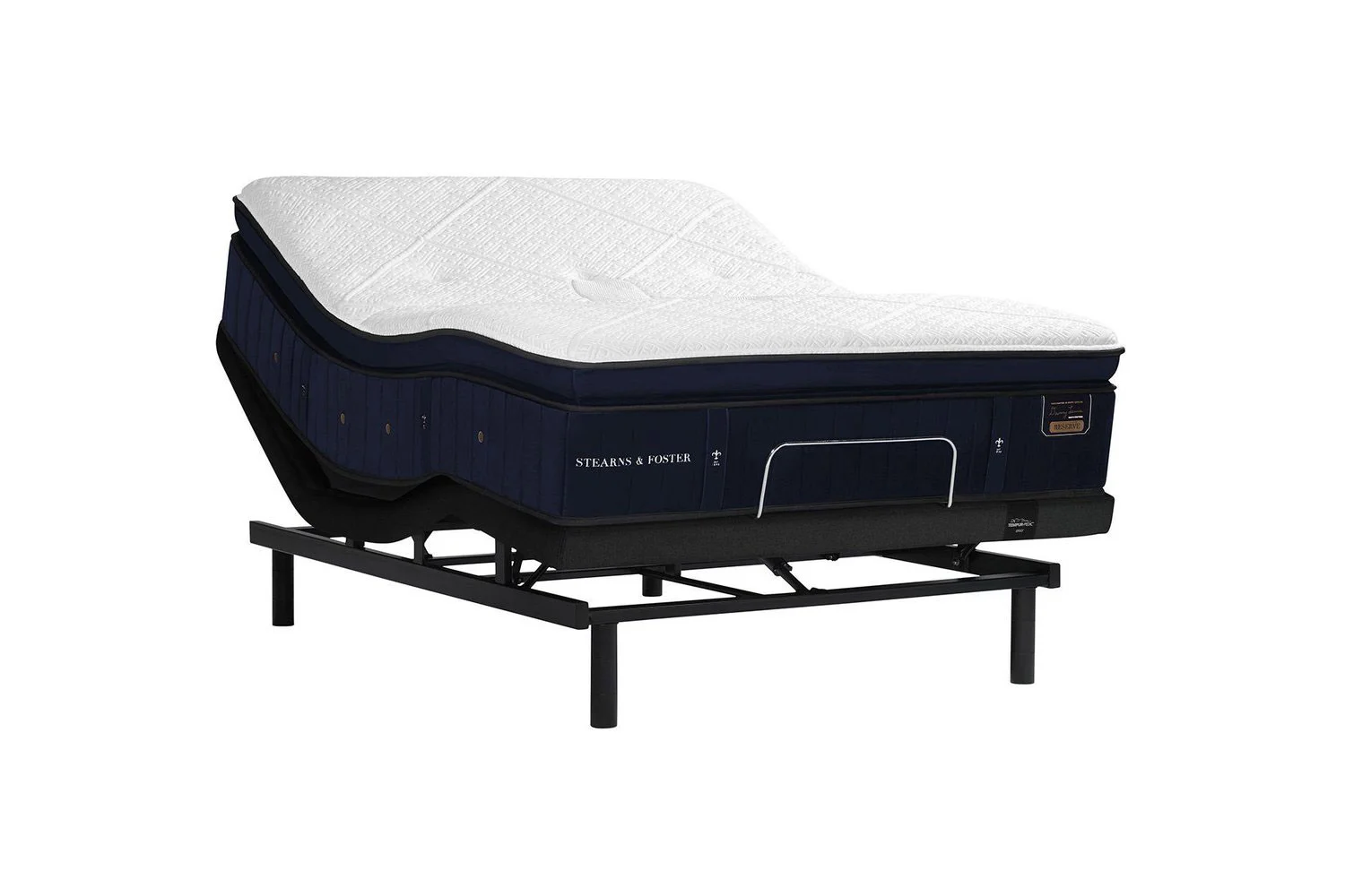 Picture of Stearns and Foster Reserve Hepburn mattress on adjustable head and foot base.