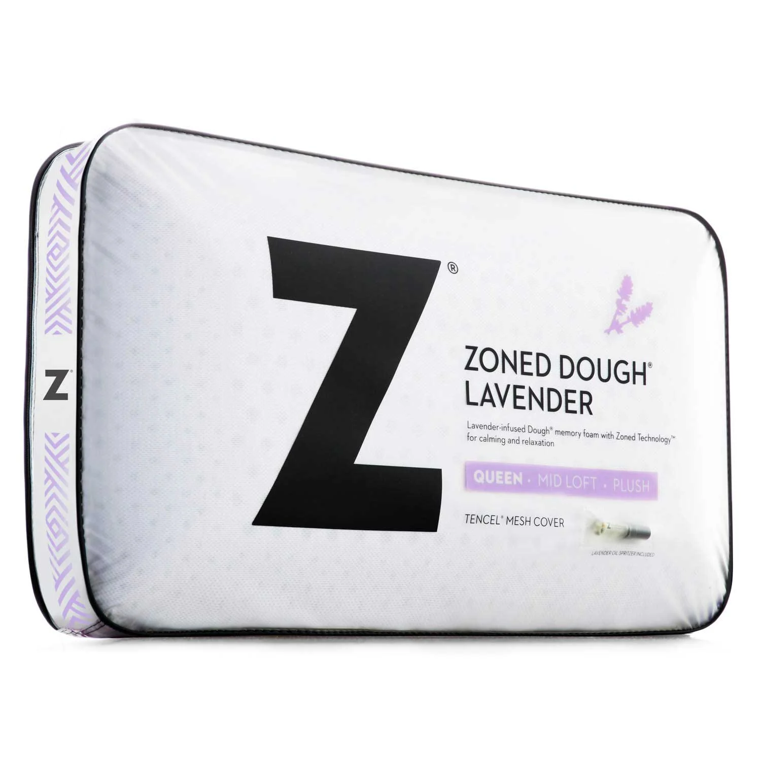 Picture of Lavender Dough pillow in packaging.