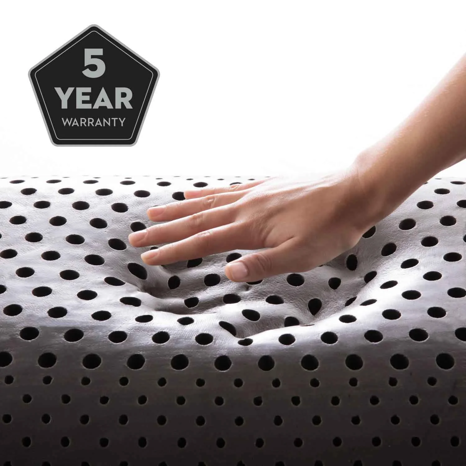 Picture of Shoulder Zoned Dough Bamboo Charcoal pillow 5 year warranty.