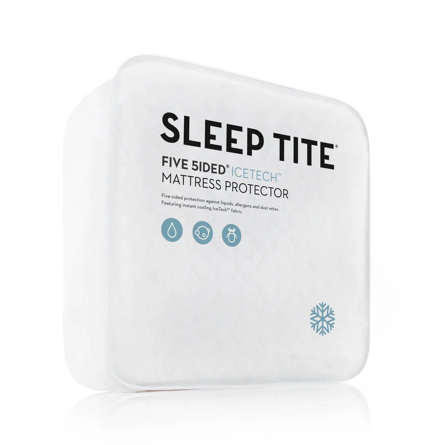 Picture of Sleep Tite Five Sided IceTech Mattress Protector in box.