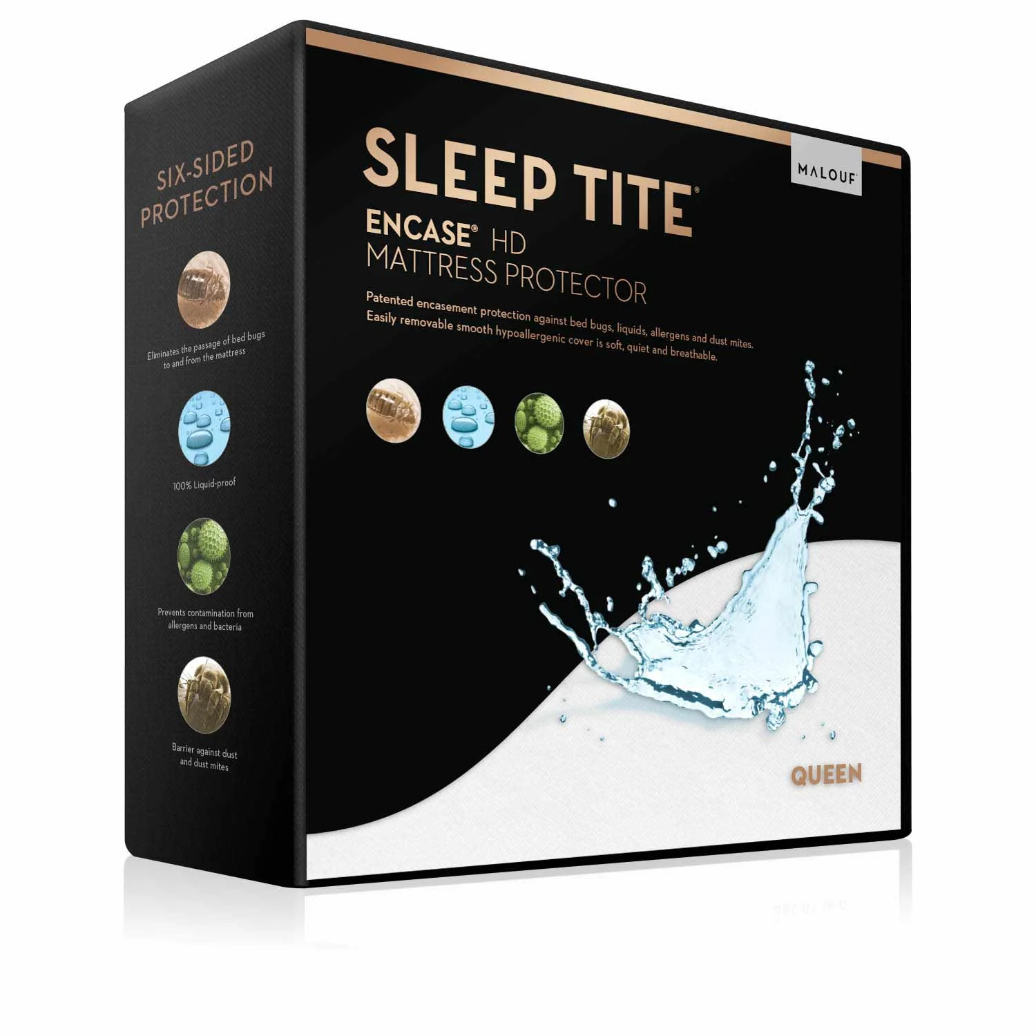 Picture of Sleep Tite Encase HD Mattress Protector in box.