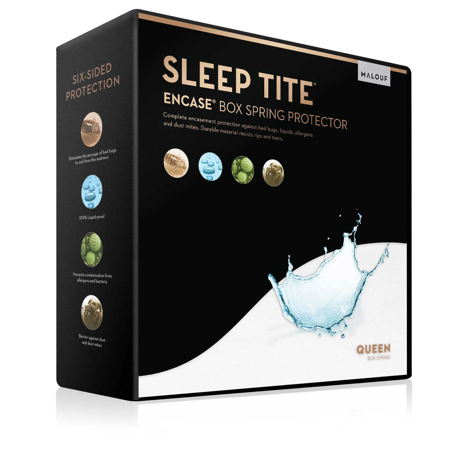 Picture of Sleep Tite Encase Box Spring Protector in box.