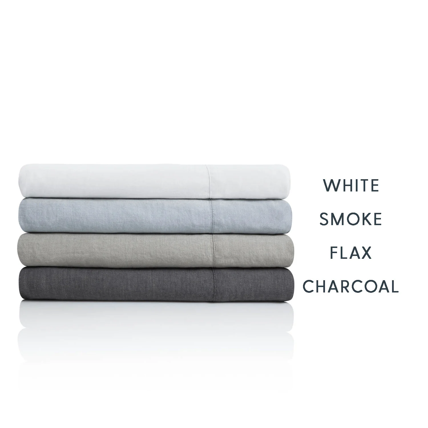Picture of French Linen Duvet Set in all colors labeled.