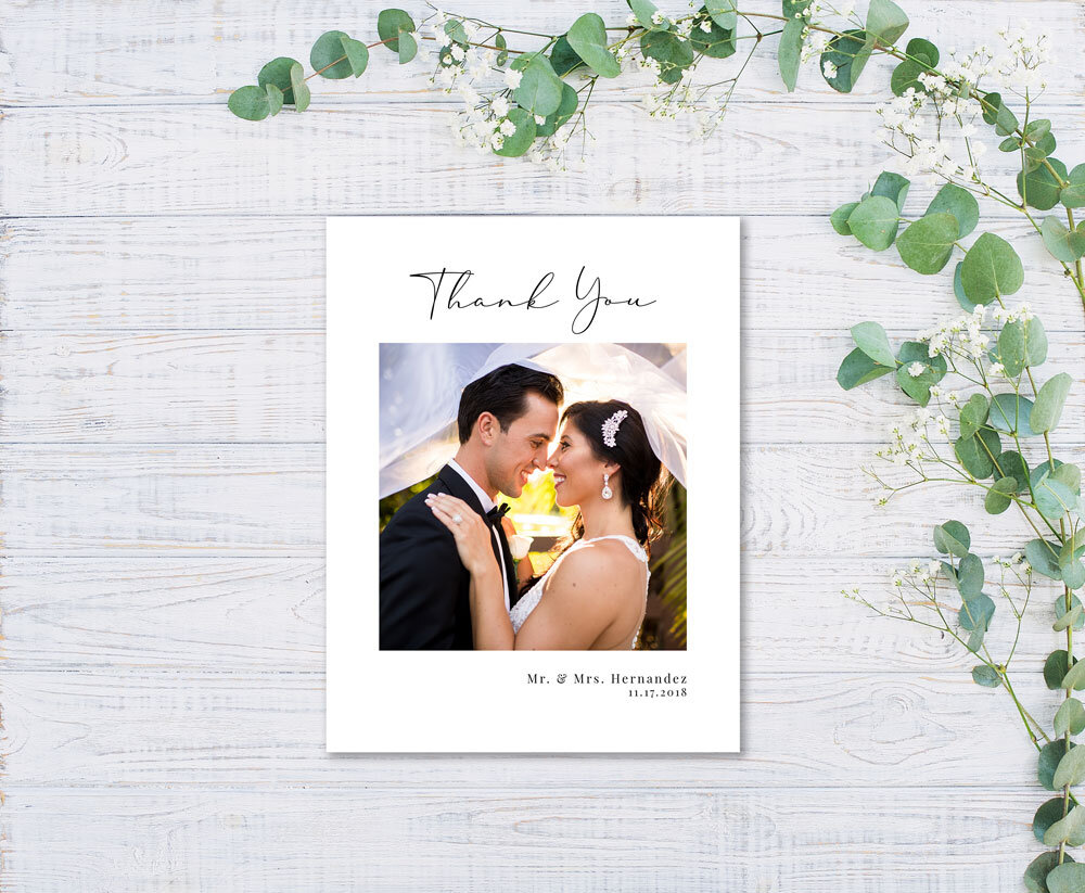 Elegant Photo Folded Wedding Thank You Card