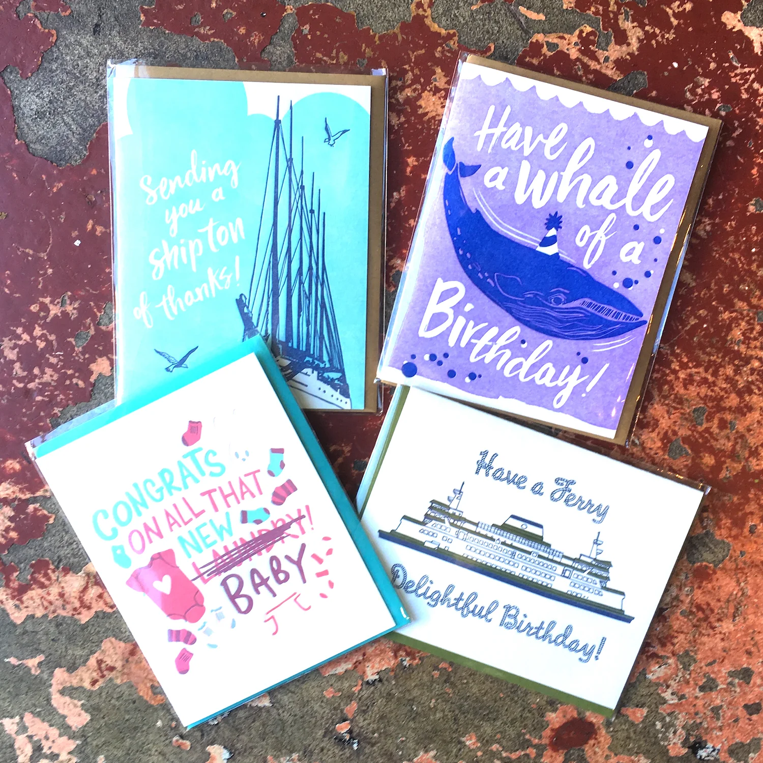 Pier Six cards (letterpress printed in Bremerton Washington)