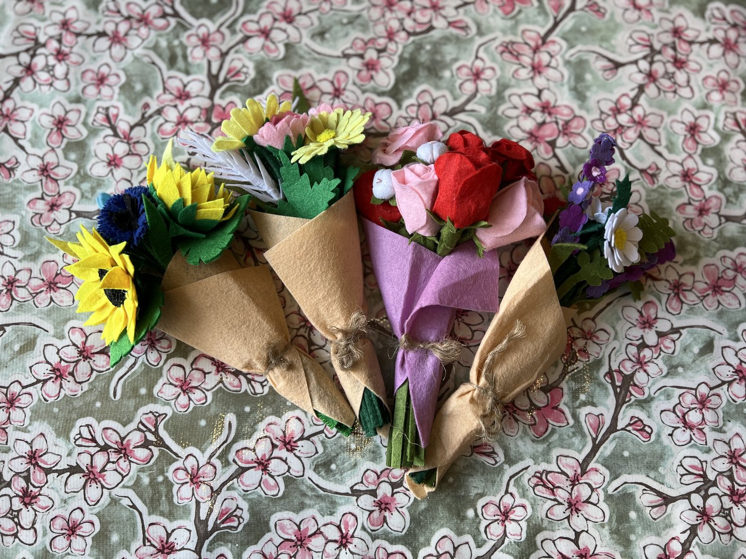 Petite Felt Sunflower Bouquet Flowers — Casita International Gift Shop