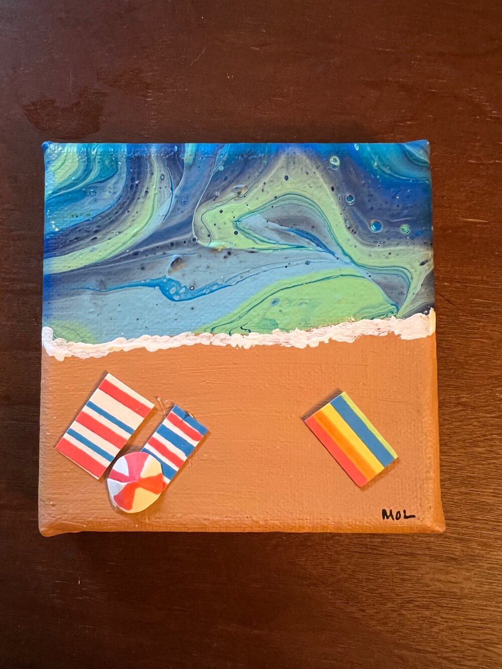 Sandy Beach Canvas Painting 4x4 — Casita International Gift Shop