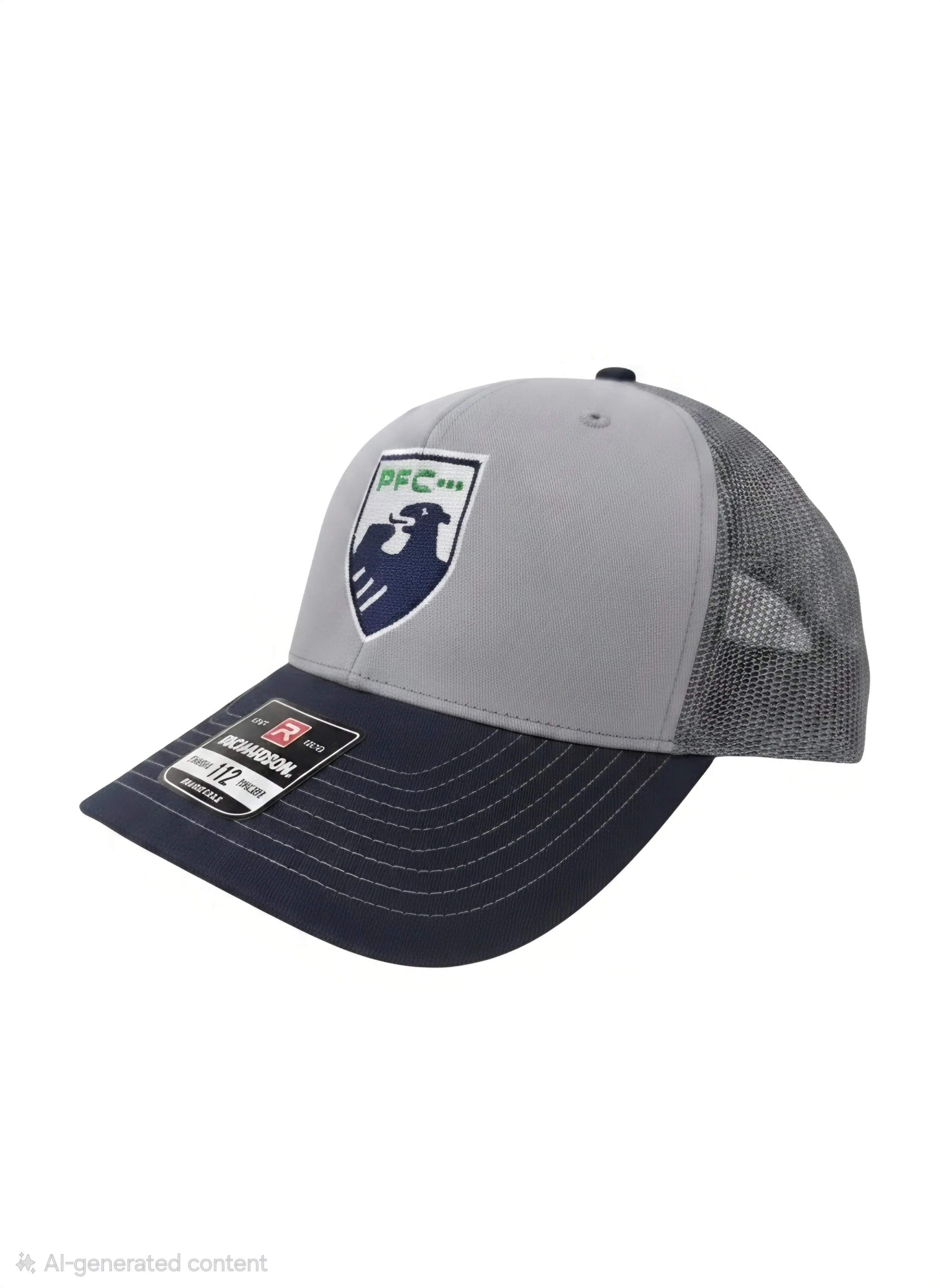 Pflugerville FC Trucker Hat: Gray and Navy